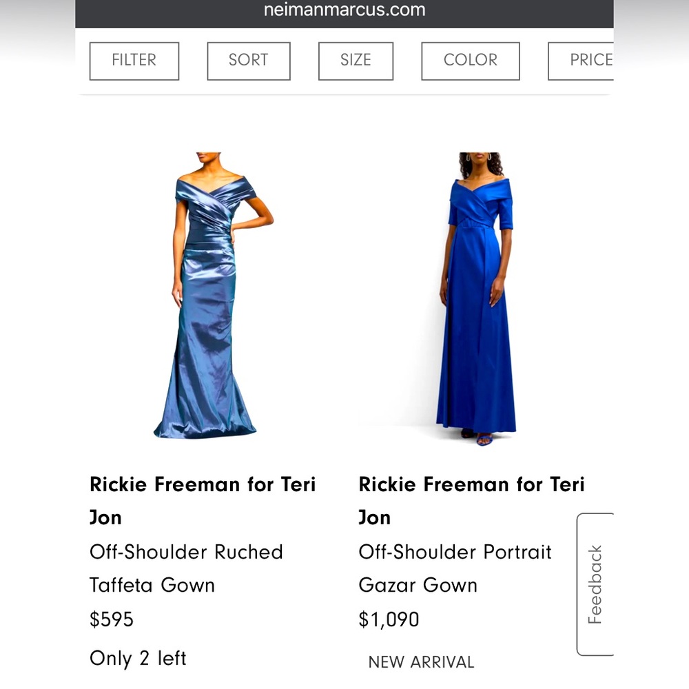 Rickie Freeman TERI JON Royal Blue Off Shoulder Gown 2 - Picture 5 of 14